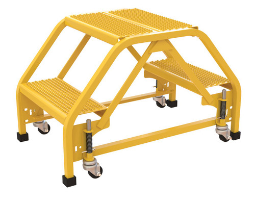 Vestil Steel Double Sided Step Ladder - 2 Perforated 16-13/16 In. Step Width 350 lb - Yellow