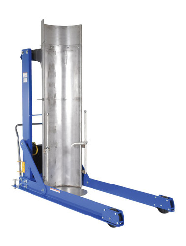 Vestil Stainless Steel Portable Hydraulic Drum Dumper - 72 In. Dump Height 1,500 lb - Blue/Silver