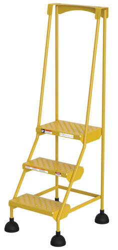 Vestil Steel Commercial Spring Loaded Ladders - 58 Degree 3 Perforated 16 In. Step Width 300 lb - Yellow