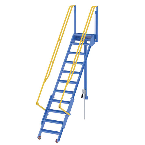 Vestil Steel Folding Mezzanine Ladder - 108 In. Mezzanine Height 24-1/4 In. Step Width 350 lb - Blue