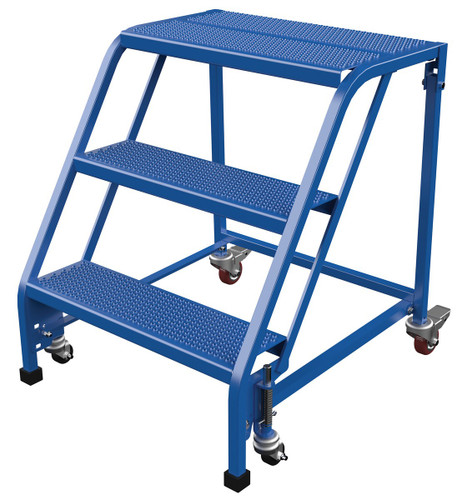 Vestil Steel Standard Slope Ladder - 58 Degree 3 Perforated No Handrail Step 350 lb - Blue