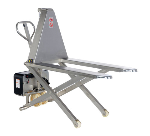 Vestil Stainless Steel DC Powered Tote Lift - 63 In. x 26-3/4 In. x 46 In. 2000 lb - Blue