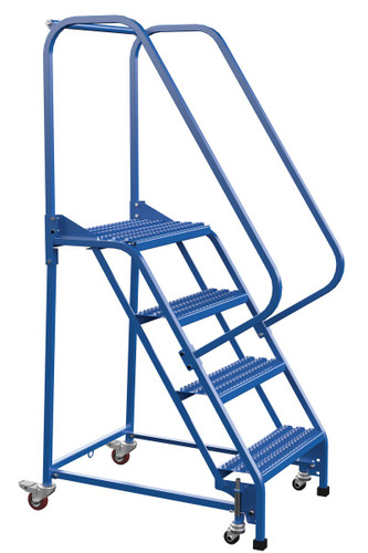 Vestil Steel Standard Slope Ladder - 58 Degree 4 Grip Strut 23-9/16 In. Step 350 lb - Blue