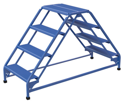 Vestil Steel Double Sided Ladder - 4 Perforated 23-9/16 In. Step Width 350 lb - Blue