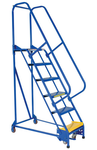 Vestil Steel Standard Slope Ladder - 58 Degree 6 Perforated 16-13/16 In. Step Width 350 lb - Blue