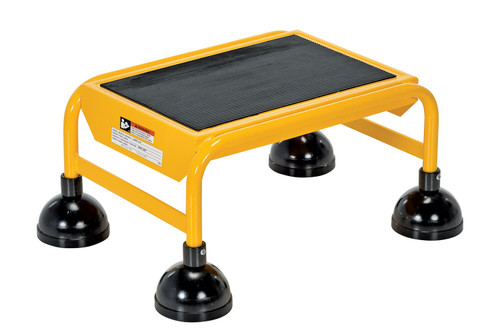 Vestil Steel Commercial Spring Loaded Ladder - 1 Step 16 In. Wide with Anti-Slip Rubber Mat 300 lb - Yellow