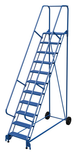 Vestil Steel Roll-A-Fold Ladder - 58 Degree 11 Perforated 23-9/16 In. Step Width 350 lb - Blue