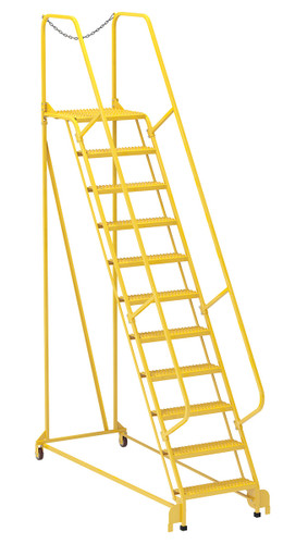 Vestil Steel Maintenance Ladder - 58 Degree 11 Grip Strut 24 In. Step Width 350 lb - Yellow