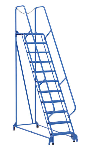 Vestil Steel Maintenance Ladder - 58 Degree 11 Perforated 24 In. Step Width 350 lb - Blue