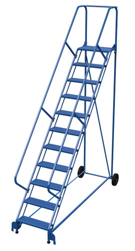 Vestil Steel Roll-A-Fold Ladder - 50 Degree 11 Perforated 23-9/16 In. Step Width 350 lb - Blue