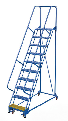 Vestil Steel Standard Slope Ladder - 58 Degree 10 Grip Strut 23-9/16 In. Step 350 lb - Blue