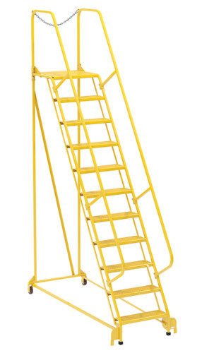 Vestil Steel Maintenance Ladder - 58 Degree 11 Perforated 24 In. Step Width 350 lb - Yellow