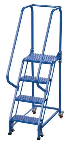 Vestil Steel Standard Slope Ladder - 58 Degree 4 Grip Strut 16-13/16 In. Step Width 350 lb - Blue