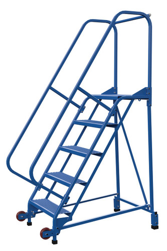 Vestil Steel Tip N Roll Ladder - 58 Degree 5 Perforated 24 In. Step Width 350 lb - Blue