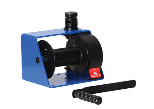 Vestil Steel Hand Winch Vertical Handle Worm Gear - 1000 lb - Blue