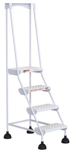 Vestil Steel Commercial Spring Loaded Ladders - 58 Degree 4 Perforated 16 In. Step Width 300 lb - White