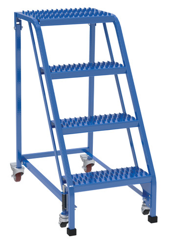 Vestil Steel Standard Slope Ladder No Handrail - 58 Degree 4 Grip Strut 16-13/16 In. Step Width 350 lb - Blue