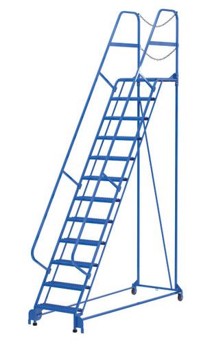 Vestil Steel Maintenance Ladder - 58 Degree 12 Grip Strut 24 In. Step Width 350 lb - Blue