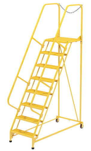 Vestil Steel Maintenance Ladder - 58 Degree 8 Grip Strut 24 In. Step Width 350 lb - Yellow