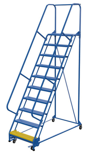 Vestil Steel Standard Slope Ladder - 58 Degree 10 Perforated 30-1/4 In. Step Width 350 lb - Blue