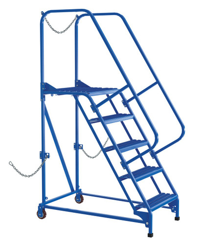 Vestil Steel Semi-Trailer Access Ladder - 58 Degree 5 Grip Strut 24 In. Step Width 350 lb - Blue