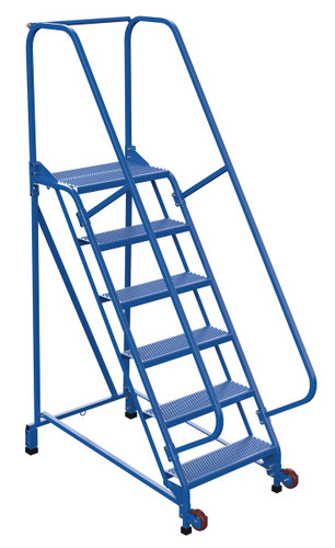 Vestil Steel Tip N Roll Ladder - 58 Degree 6 Perforated 24 In. Step Width 350 lb - Blue
