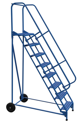 Vestil Steel Roll-A-Fold Ladder - 58 Degree 8 Grip Strut 23-9/16 In. Step Width 350 lb - Blue