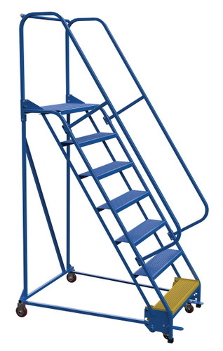 Vestil Steel Standard Slope Ladder - 58 Degree 7 Perforated 30-1/4 In. Step Width 350 lb - Blue