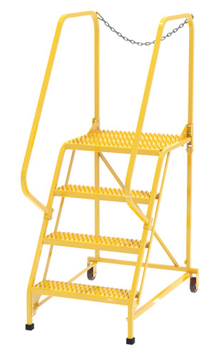 Vestil Steel Maintenance Ladder - 58 Degree 4 Grip Strut 24 In. Step Width 350 lb - Yellow