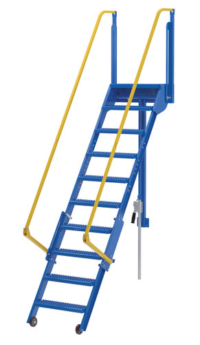 Vestil Steel Folding Mezzanine Ladder - 96 In. Mezzanine Height 24-1/4 In. Step Width 350 lb - Blue