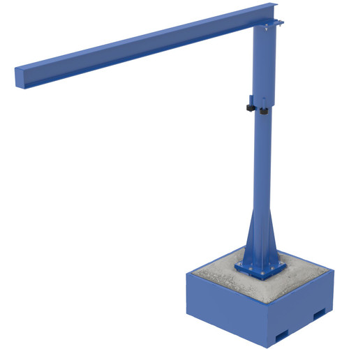 Vestil Steel Portable Jib Crane with Filled Base - 10 Ft. I-Beam 250 lb - Blue
