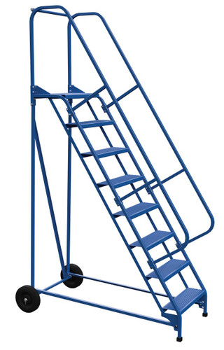 Vestil Steel Roll-A-Fold Ladder - 58 Degree 8 Perforated 23-9/16 In. Step Width 350 lb - Blue