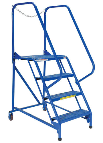 Vestil Steel Maintenance Ladder - 58 Degree 4 Perforated 24 In. Step Width 350 lb - Blue