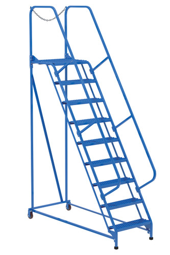 Vestil Steel Maintenance Ladder - 58 Degree 9 Grip Strut 24 In. Step Width 350 lb - Blue