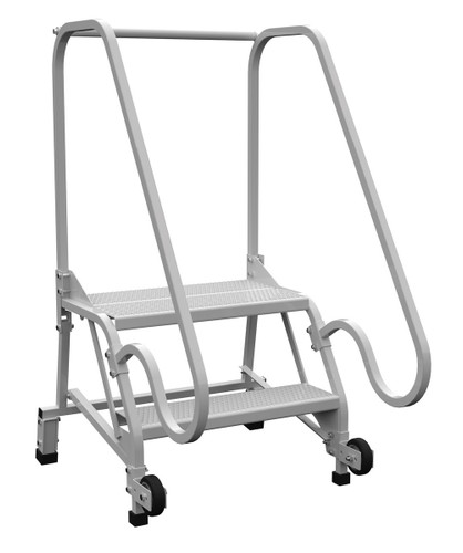 Vestil Steel Tip N Roll FDA Compliant Ladder - 58 Degree 2 Grip Strut 24 In Step Width 350 lb - White
