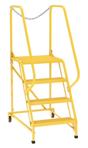 Vestil Steel Maintenance Ladder - 58 Degree 4 Perforated 24 In. Step Width 350 lb - Yellow