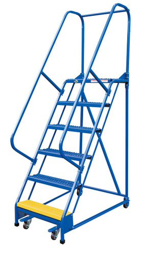 Vestil Steel Standard Slope Ladder - 58 Degree 6 Grip Strut 16-13/16 In. Step Width 350 lb - Blue