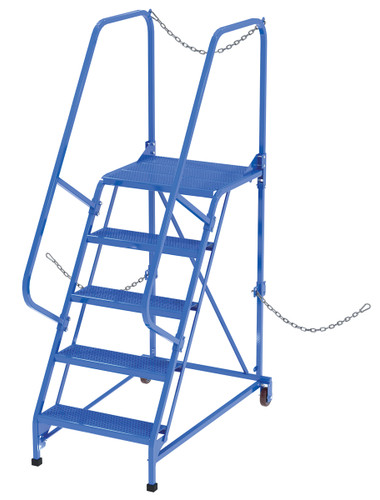 Vestil Steel Semi-Trailer Access Ladder - 58 Degree 5 Perforated 24 In. Step Width 350 lb - Blue