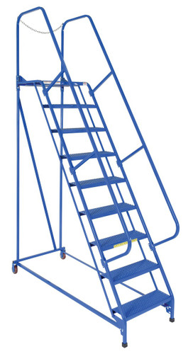 Vestil Steel Maintenance Ladder - 58 Degree 9 Perforated 24 In. Step Width 350 lb - Blue
