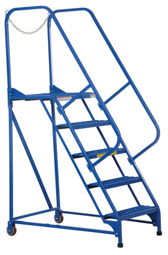 Vestil Steel Maintenance Ladder - 58 Degree 5 Grip Strut 24 In. Step Width 350 lb - Blue