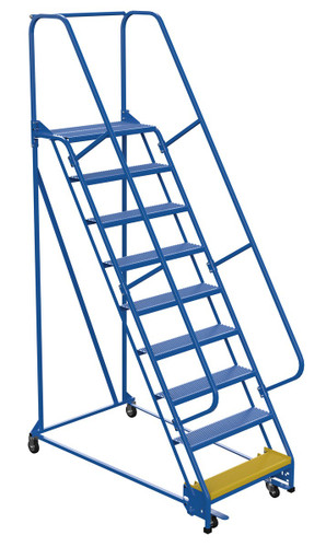Vestil Steel Standard Slope Ladder - 58 Degree 9 Perforated 30-1/4 In. Step Width 350 lb - Blue