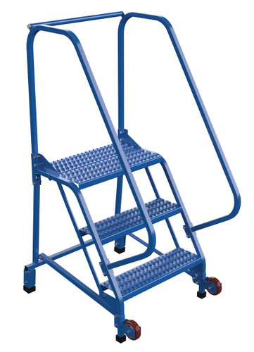 Vestil Steel Tip N Roll Ladder - 58 Degree 3 Grip Strut 24 In. Step Width 350 lb - Blue