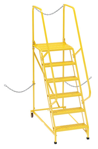 Vestil Steel Semi-Trailer Access Ladder - 58 Degree 6 Grip Strut 24 In. Step Width 350 lb - Yellow