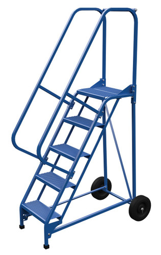 Vestil Steel Roll-A-Fold Ladder - 58 Degree 5 Perforated 16-13/16 In. Step Width 350 lb - Blue