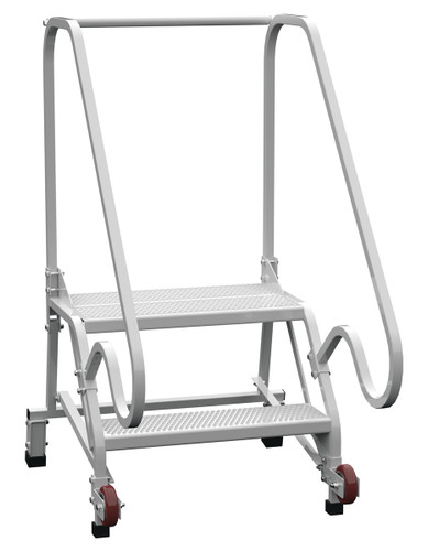 Vestil Steel Tip N Roll FDA Compliant Ladder - 50 Degree 2 Grip Strut 24 In Step Width 350 lb - White