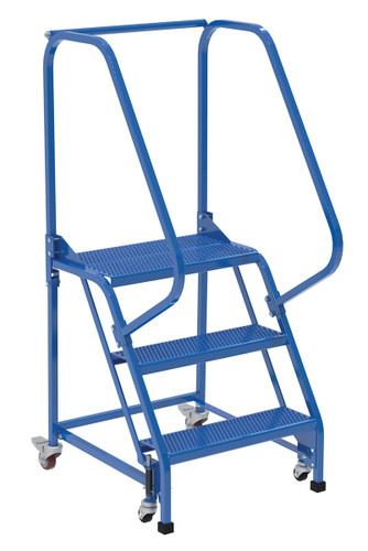 Vestil Steel Standard Slope Ladder - 58 Degree 3 Perforated 23-9/16 In. Step 350 lb - Blue