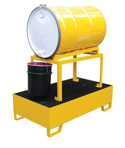 Vestil Steel Horizontal Retention Basin - 1 Drum 1200 lb - Yellow