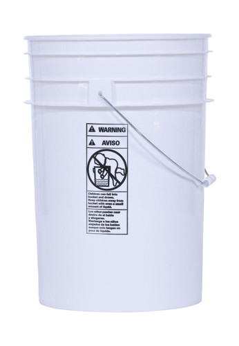 Vestil High Density Polyethylene Open Head Pail with Steel Handle - 12 In. x 12 In. x 16-15/16 In. 6 Gallon - White