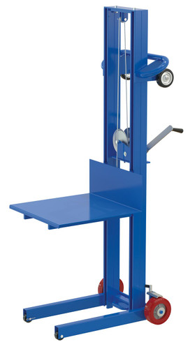 Vestil Steel Lite Load Lift With Winch, Fixed Wheels and Wheel Lock - 20 In. x 20 In. Platform 400 lb - Blue