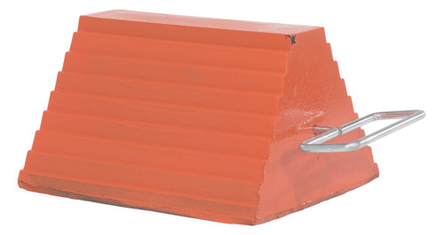 Vestil Molded Rubber Wheel Chock with Handle - 8 In. x 11-7/8 In. x 6 In. - Orange